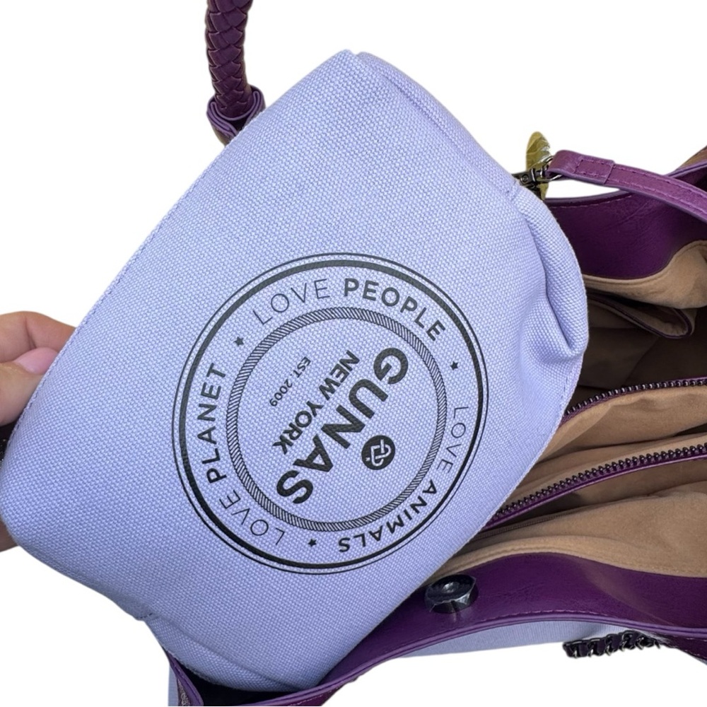 Gunas New York Ruth Canvas Double Handle Tote with Pouch Lilac Purple - Picture 10 of 10